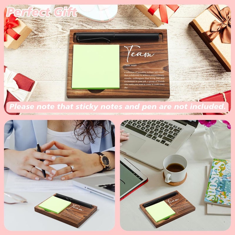 CINRLLA Wooden Sticky Note Holder & Pen Dispenser, 6.5 x 4.7 inches, Green, 1 Count - Image 4